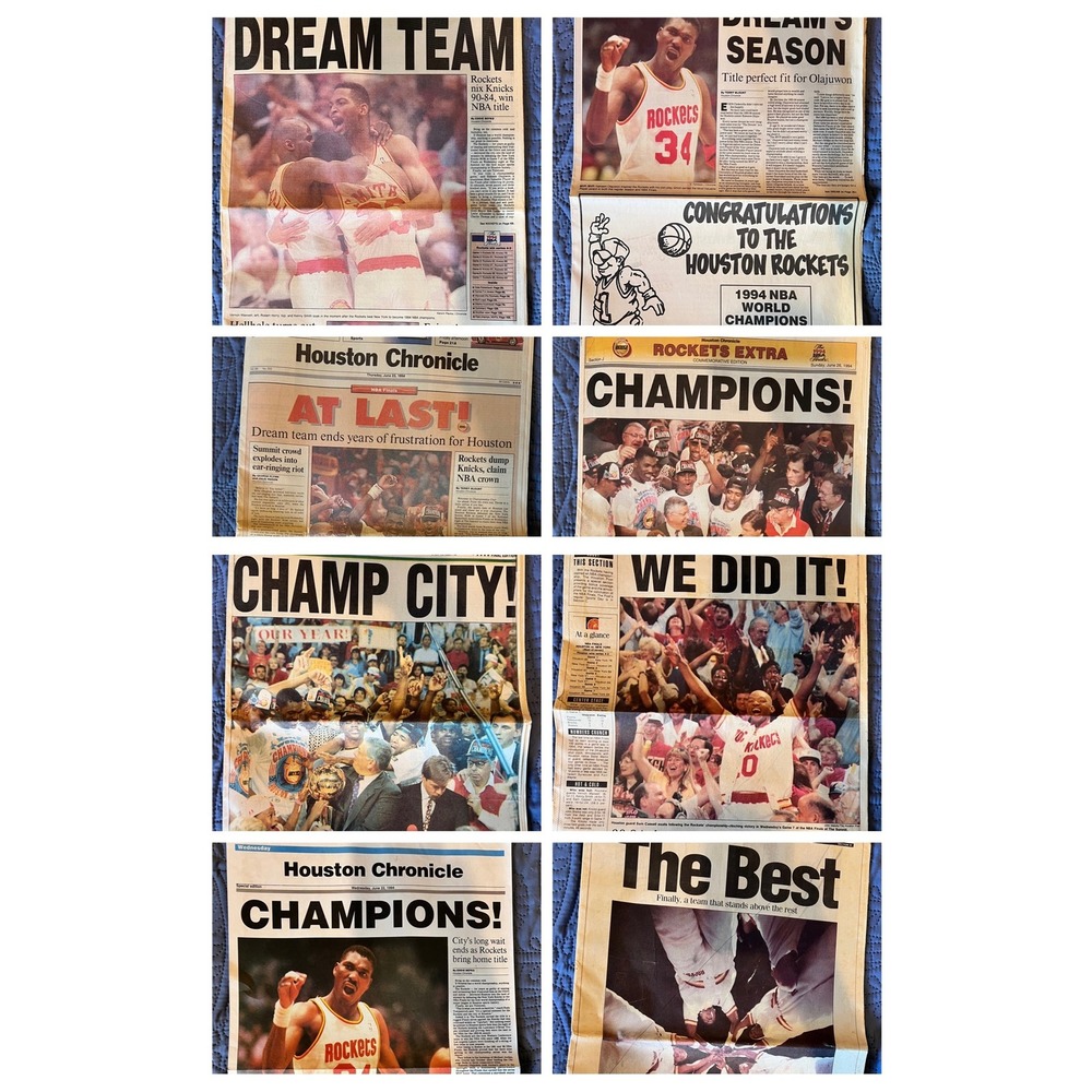 Houston Chronicle Post 1994 NBA Finals Newspapers Lot 8 Houston Rockets Good